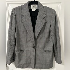 Rafael Plaid Wool Blend Blazer Jacket Women’s Size 6 – Black White Checkered